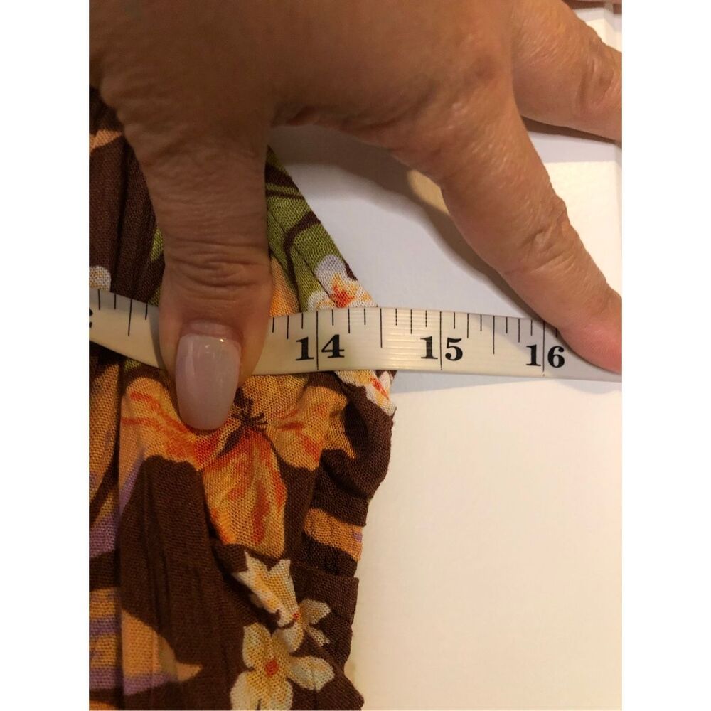 Billabong Tropical Floral Midi Dress Empire Waist Size L Smocked Back Hawaiian B - Picture 7 of 8